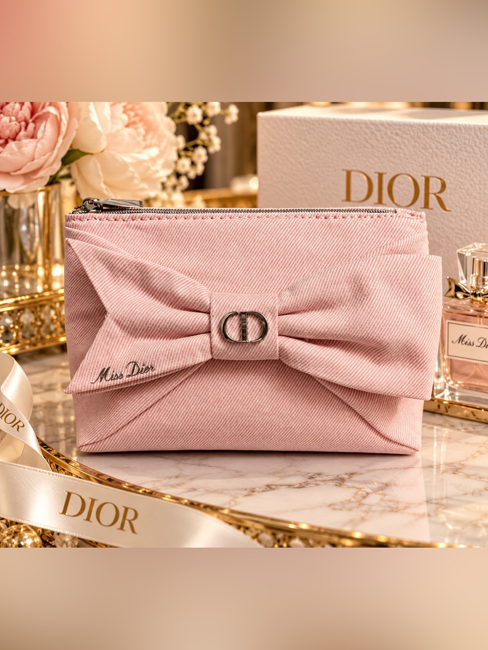 Miss Dior Pink bow pouch